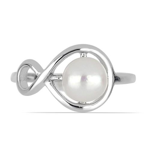 BUY STERLING SILVER NATURAL WHITE FRESHWATER PEARL GEMSTONE  RING